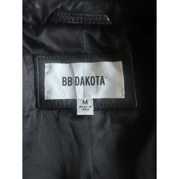 BB Dakota Moto Real Leather Jacket Black Asymmetrical Silver Zipper Modern Edgy - Picture 12 of 15
